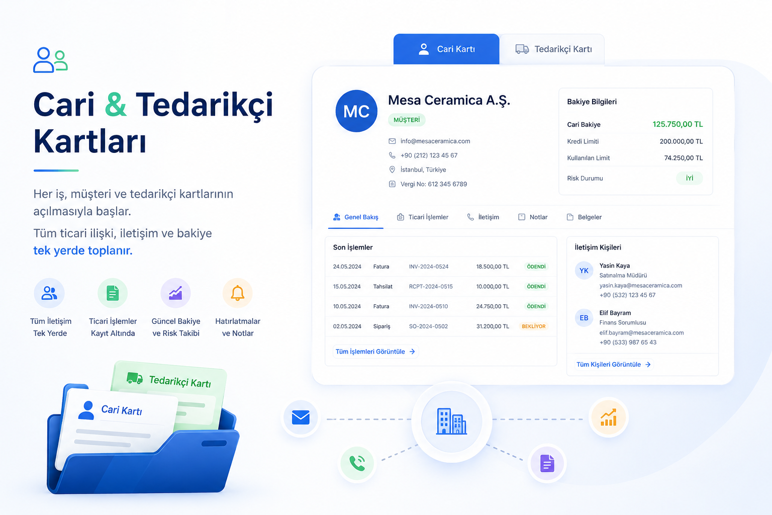 Cari ve tedarikçi tanımları